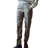 Men's Classic Retro Casual Pocket Houndstooth Suit Pants 11526359K