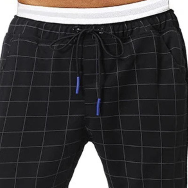 Men's Retro Casual Plaid Print Drawstring Sports Pants 23829942TO