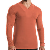 Men's Casual Solid Color V Neck Slim Long Sleeve T-Shirt 51296830M