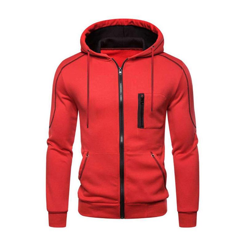 Men's Casual Hooded Long Sleeve Zip-Up Sports Jacket 69692147M