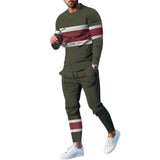 Men's Sports Casual Crew Neck Pullover Sweatshirt and Trousers Set 30423543F