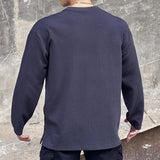 Men's Solid Color Loose V Neck Long Sleeve T-shirt 03317528Z