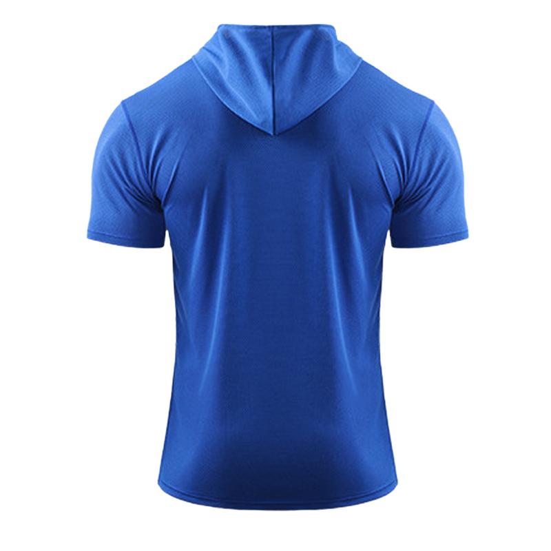 Men's Solid Color Hooded Casual Sports T-shirt 44483131X