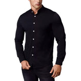 Men's Casual Solid Color Stand Collar Long Sleeve Shirt 22884663Y