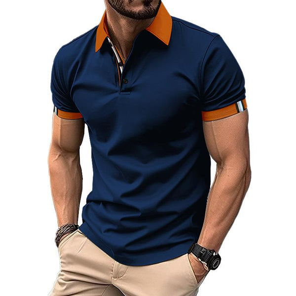 Men's Color Block Short Sleeve Casual Polo Shirt 97857915Z