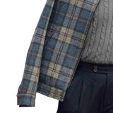 Men's Classic Retro Lapel Zipper Plaid Tweed Jacket 69639324K