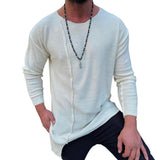 Men's Retro Casual Solid Color Crew Neck Knitted Sweater 98388553TO