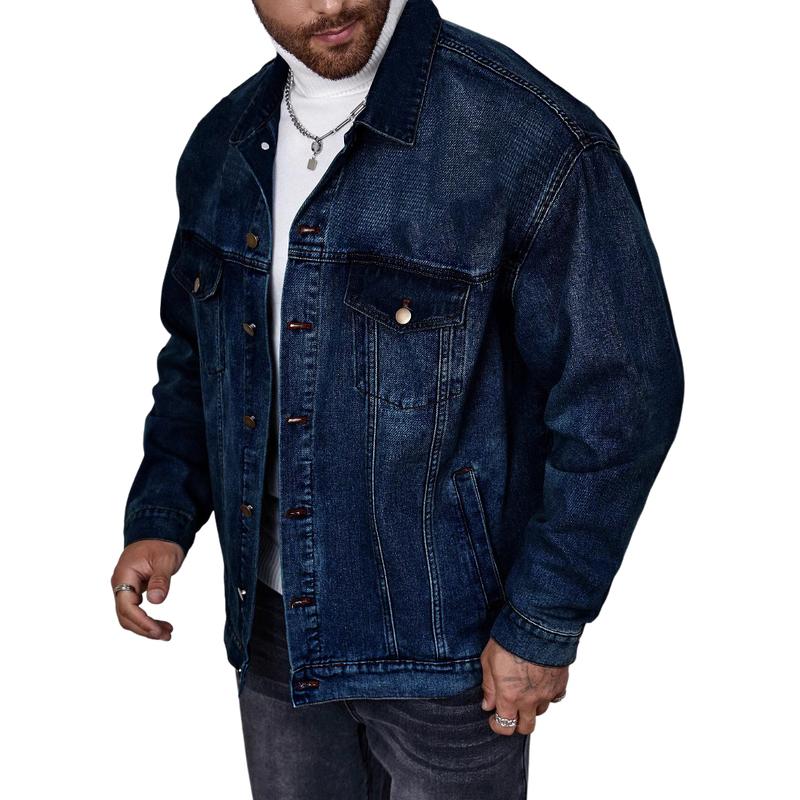 Men's Vintage Washed Lapel Denim Jacket 45852585X