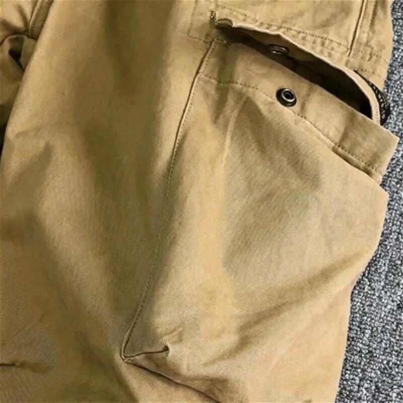 Men's Solid Color Loose Cotton Cargo Pants 41844598Z