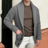 Men's Solid Color Knit Lapel Single Breasted Casual Cardigan 33649358Z