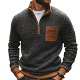 Men's Vintage Casual Heathered Pocket Zipper Sweater 13339950TO