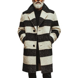 Men's Retro Casual Striped Print Mid-Length Lapel Coat 15110217TO