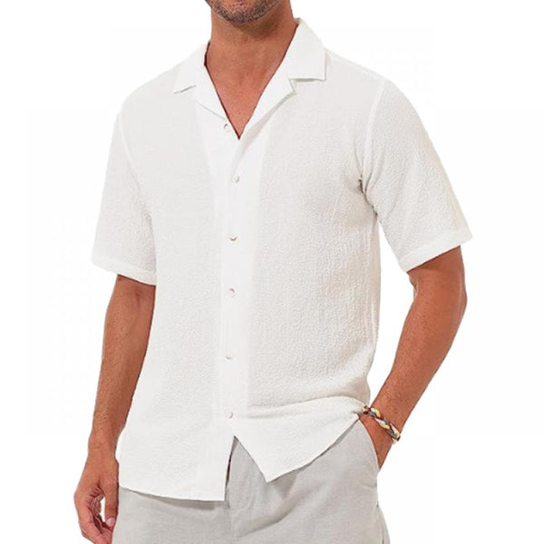 Men's Solid Loose Lapel Short Sleeve Casual Shirt 50960064Z