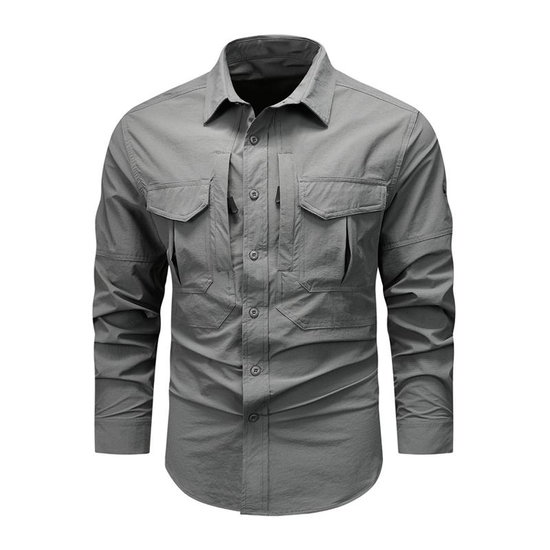 Men's Outdoor Quick-dry Solid Multi-pocket Cargo Shirt 72961500Z