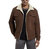 Men's Solid Color Lambswool Lining Corduroy Jacket 02133587Y