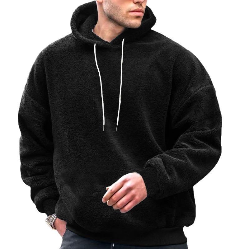 Sudadera con capucha informal de manga larga y holgada de felpa sólida para hombre 70730272Z