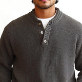 Men's Solid Color Henley Collar Long Sleeve Knit Sweater 67144693Z