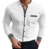 Men's Solid Long Sleeve Pocket Stripe Shirt 01332473X