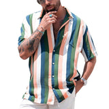 Men's Striped Print Short Sleeve Shirt 73290097Y