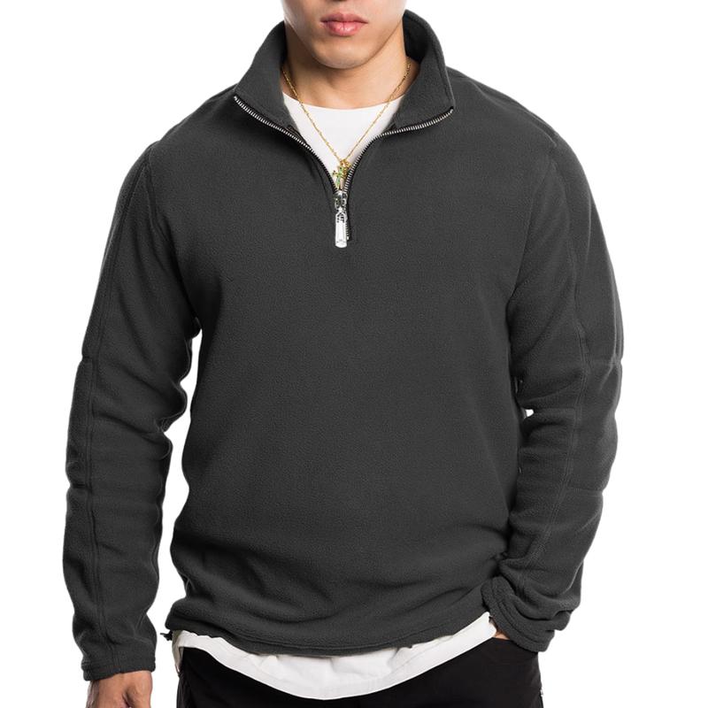 Men's Retro Casual Polar Fleece Solid Color Half Zip Sweatshirt 32478185TO