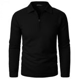 Men's Waffle Solid Half Zip Long Sleeve Lapel Sweatshirt 87830932Y