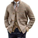 Men's Classic Retro Casual Stand Collar Houndstooth Jacket 37749439K