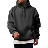 Men's Casual Solid Color Kangaroo Pocket Hooded Long Sleeve Sweatshirt 22891112Y