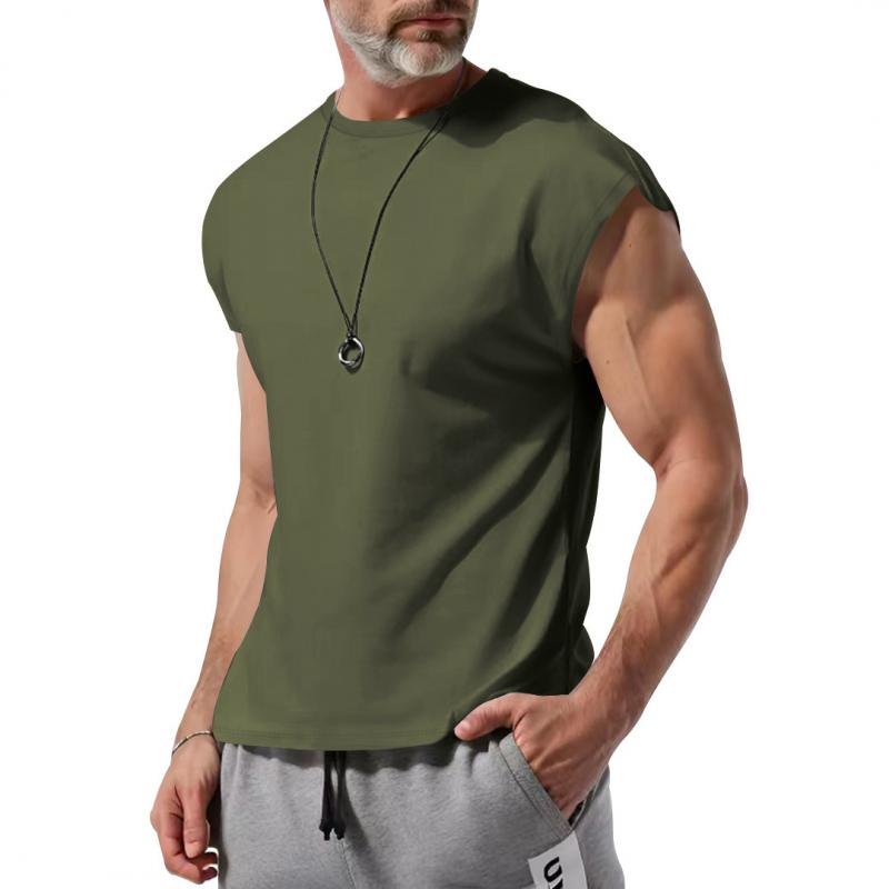 Men's Casual Cotton Blend Crew Neck Loose Tank Top 23771862M