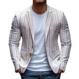 Men's Casual Striped Print Notch Lapel Single-breasted Blazer 81973870M