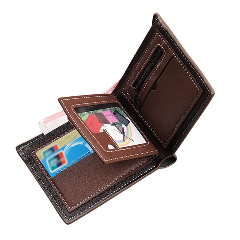 Portefeuille en cuir multi-cartes à fermeture éclair pour hommes 89227195U