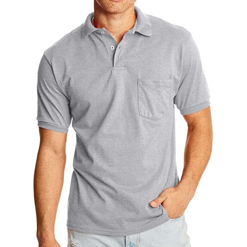 Polo de manga corta con solapa lisa y bolsillo en el pecho para hombre 02068496Z