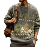 Men's Geometric Patterns Round Neck Long Sleeve Sweater 05349166Z