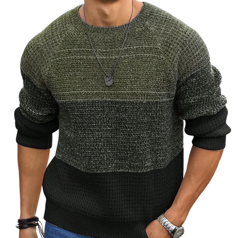 Men's Retro Colorblock Crewneck Knit Sweater 71550317U