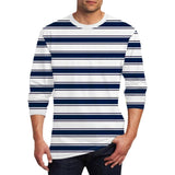 Men's Round Neck Printed Striped Long Sleeve T-shirt 87114175X