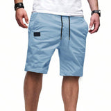 Men's Solid Color Sports Casual Drawstring Shorts 31832089Y