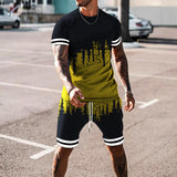Men's Casual Gradient Round Neck T-Shirt Two-Piece Set 11969957TO