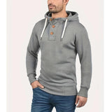 Men's Casual Solid Color Button Hooded Sweatshirt 42620421Y