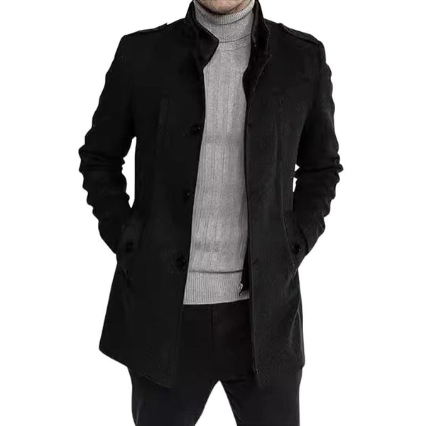 Men's Stand Collar Solid Color Zipper Jacket Fake Two-Piece Coat 49443172X