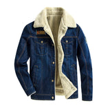 Men's Casual Lapel Lamb Wool Warm Slim Fit Denim Jacket 15897738M