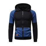 Men's Casual Colorblock Hooded Zipper Loose Sports Jacket 82930816M