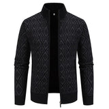 Men's Casual Jacquard Knit Stand Collar Cardigan 89756316Y