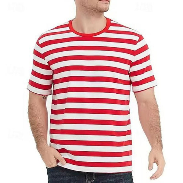 Men's Striped Round Neck Short Sleeve Casual T-shirt 87909292Z