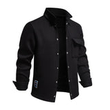 Men's Casual Waffle Lapel Flap Pocket Loose Shirt Jacket 83556169M