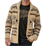 Men's Lapel Vintage Jacquard Knitted Cardigan 79782427F