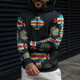 Men's Retro Casual Ethnic Style Geometric Print Hoodie 03124023TO