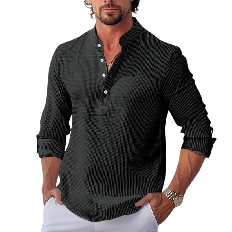 Camicia a maniche lunghe con colletto rialzato e maniche arrotolate da uomo 19984852Y