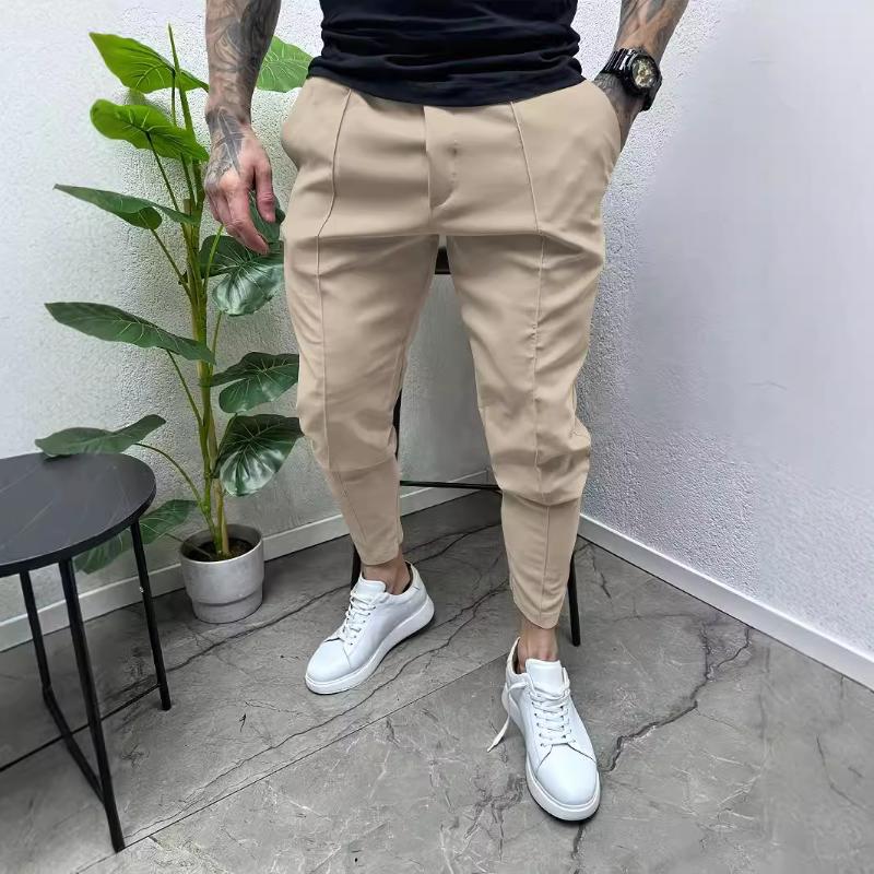 Men's Retro Casual Solid Color Drawstring Skinny Pants 11295927TO