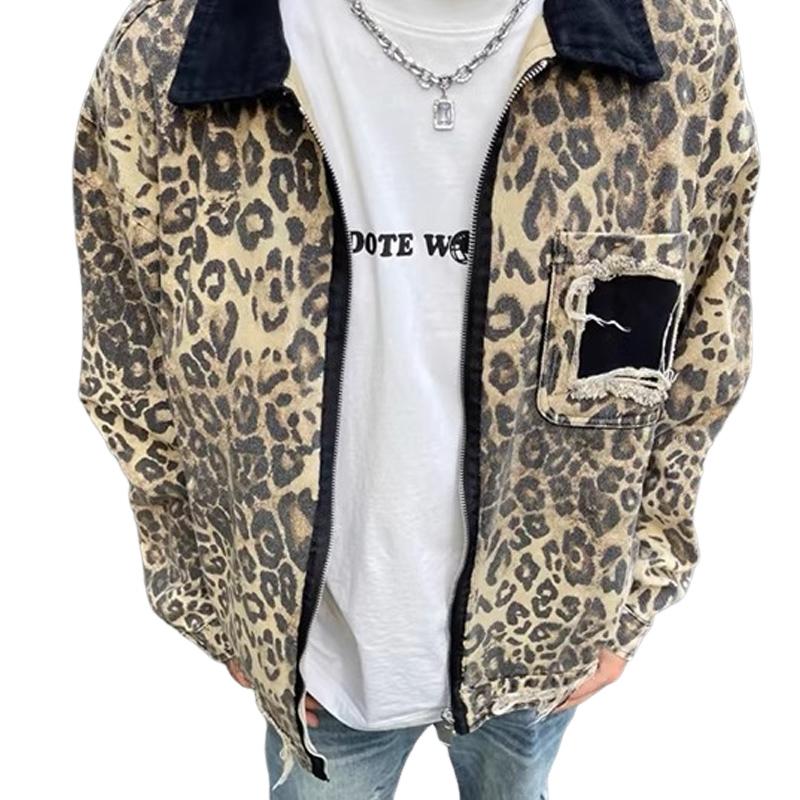 Men's Vintage Leopard Denim Jacket 14720804U