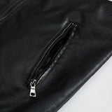 Men's Fashion Color Block Zipper Biker Leather Jacket 98247598Z