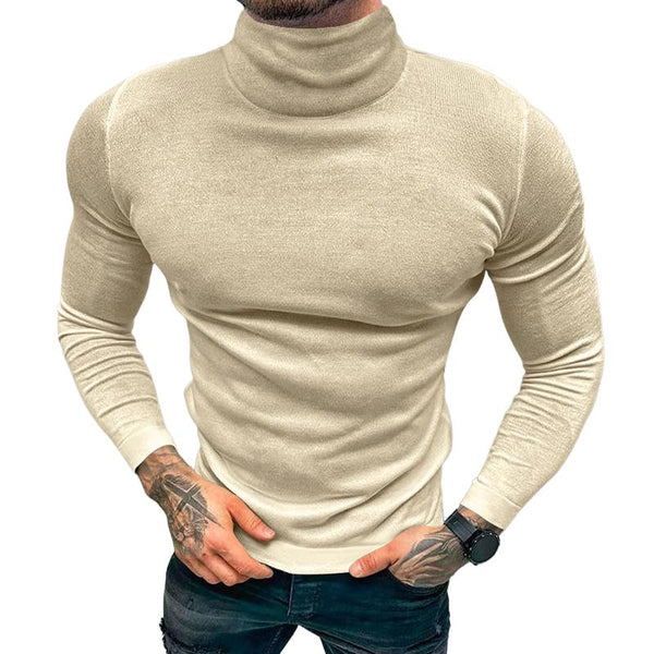 Men's Solid Color High Collar Long Sleeve Casual T-shirt 51848781Z